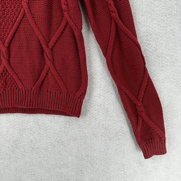 Cabi Sweater Womens Small Mulberry Red Square Neck Pullover Cable Chunky Knit - Picture 5 of 11